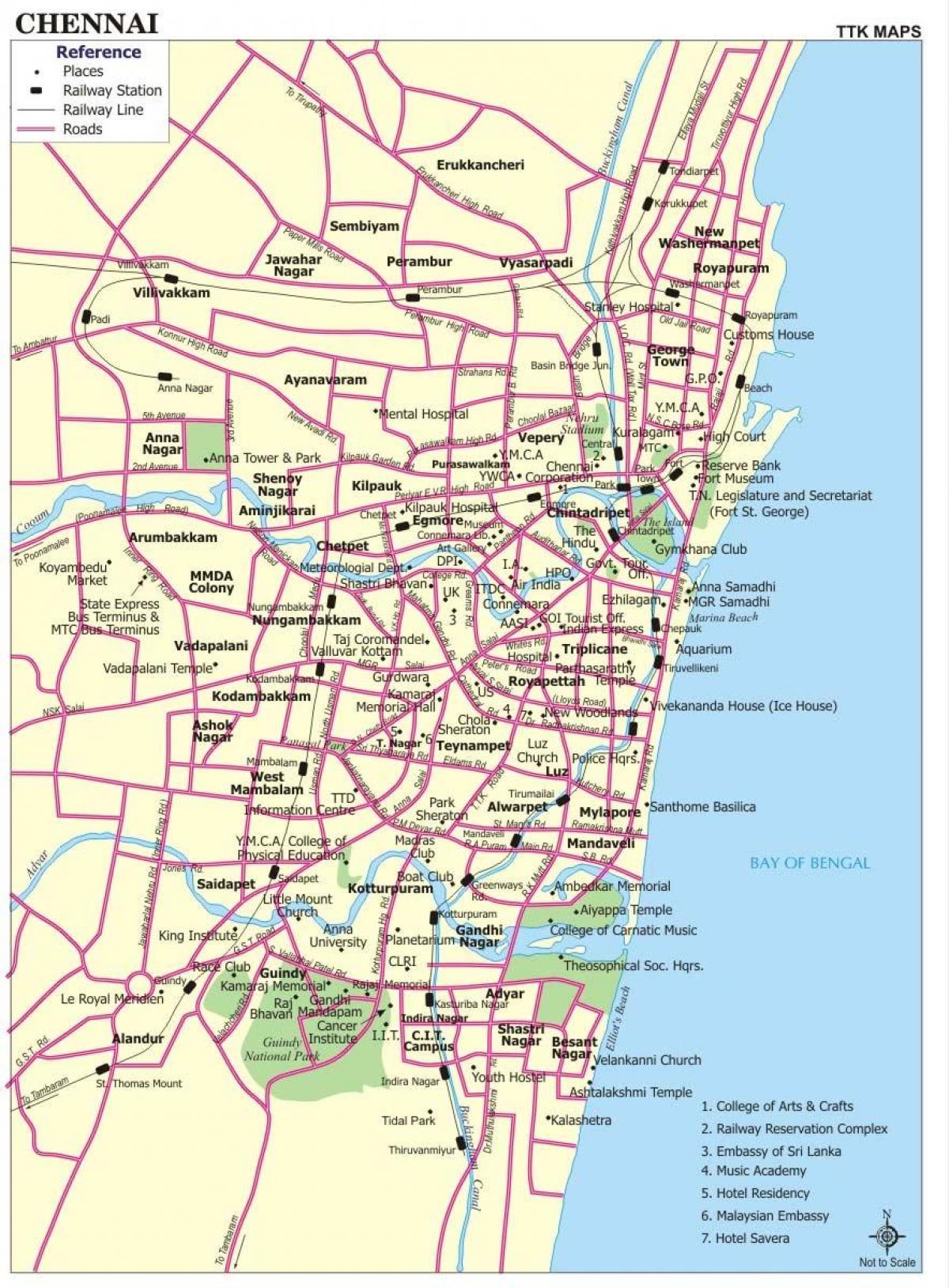 Straßenkarte von Chennai