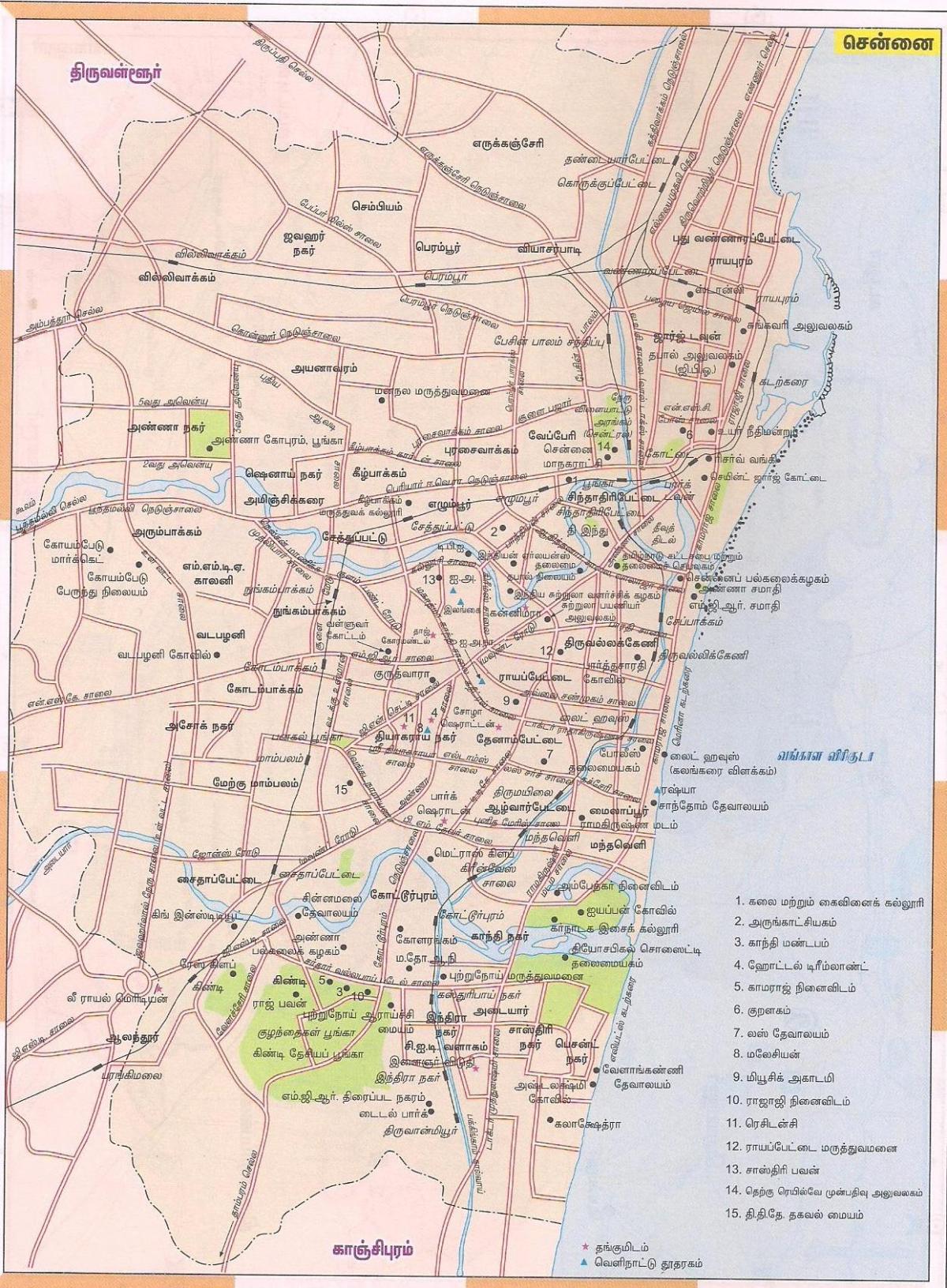 route Karte von Chennai
