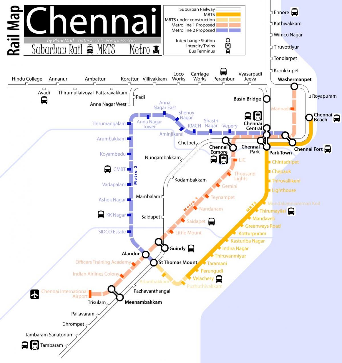 Chennai metro rail route anzeigen