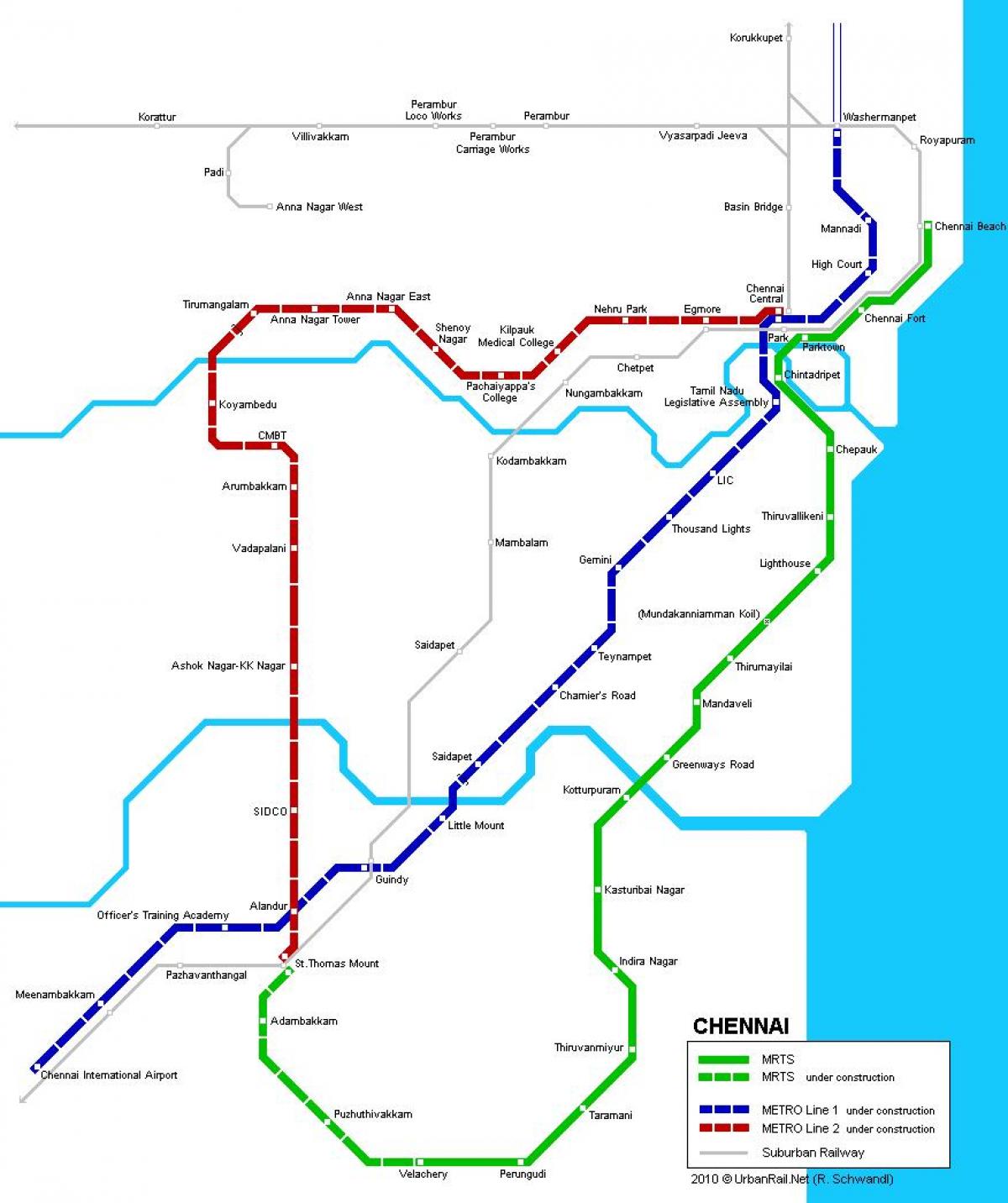 Chennai U-Bahn-Stationen anzeigen
