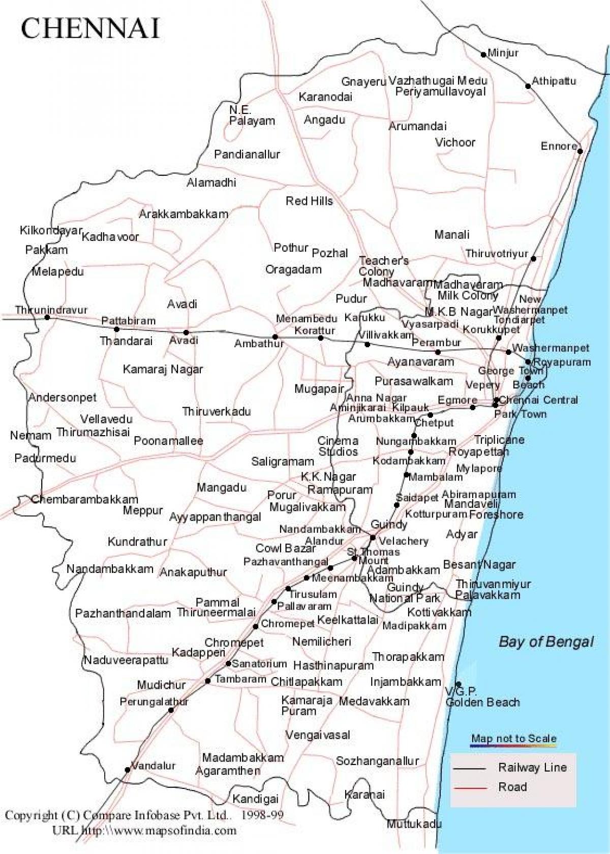 Chennai Landkarte mit Anweisungen