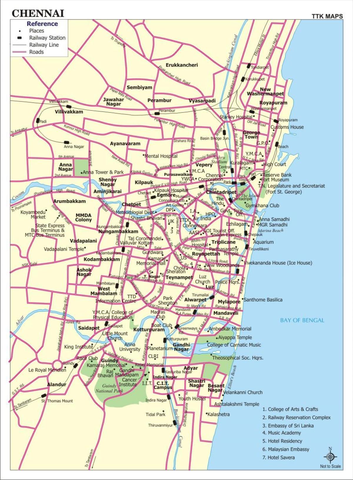 Chennai city map mit den Straßen