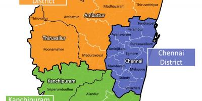 Chennai Landkarte mit Gebieten