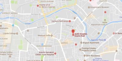 Apollo hospital in Chennai Greams road map